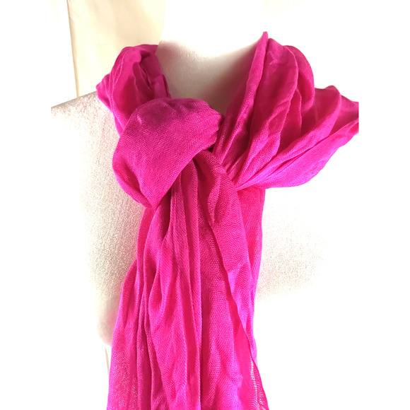 Pink Scarf Fringe Rectangle 66" X 24 Lightweight - Picture 2 of 7